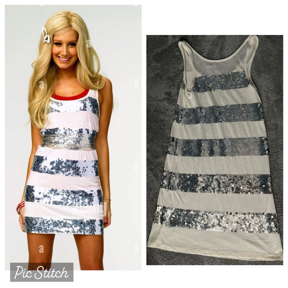 White and Silver Dress ASO Ashley Tisdale
